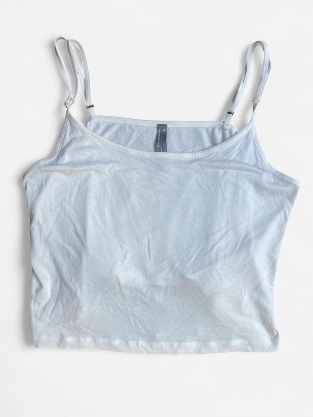 Anthropologie Plain White Cropped Spaghetti Strap Basic Camisole Sz Medium